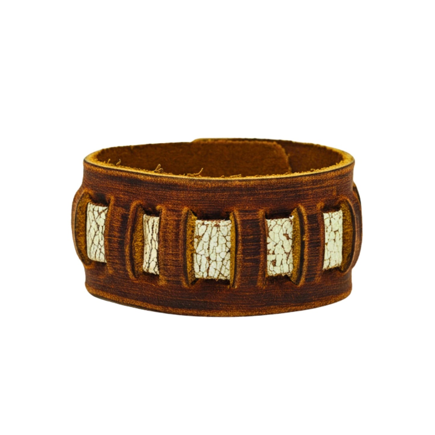 THE MEN THING Leather Bracelet RUSTIC GROVE - 32mm Brown Genuine Leather Adjustable Bracelet for Men & Boys (7.5-8 inch)