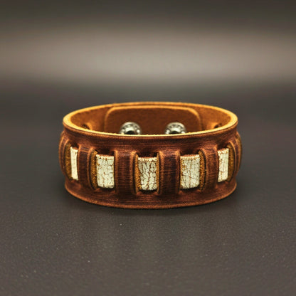 THE MEN THING Leather Bracelet RUSTIC GROVE - 32mm Brown Genuine Leather Adjustable Bracelet for Men & Boys (7.5-8 inch)