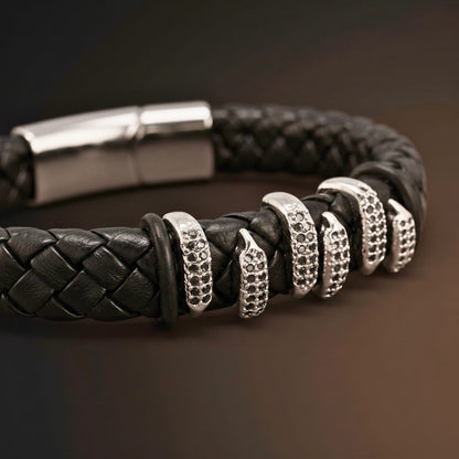 THE MEN THING Leather Bracelet SERPENT CLAW BLACK - 12mm Genuine Leather Bracelet with Stainless Steel Magnetic Buckle for Men & Boys (8 inch)