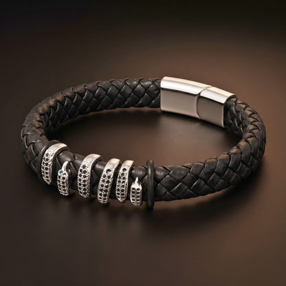 THE MEN THING Leather Bracelet SERPENT CLAW BLACK - 12mm Genuine Leather Bracelet with Stainless Steel Magnetic Buckle for Men & Boys (8 inch)