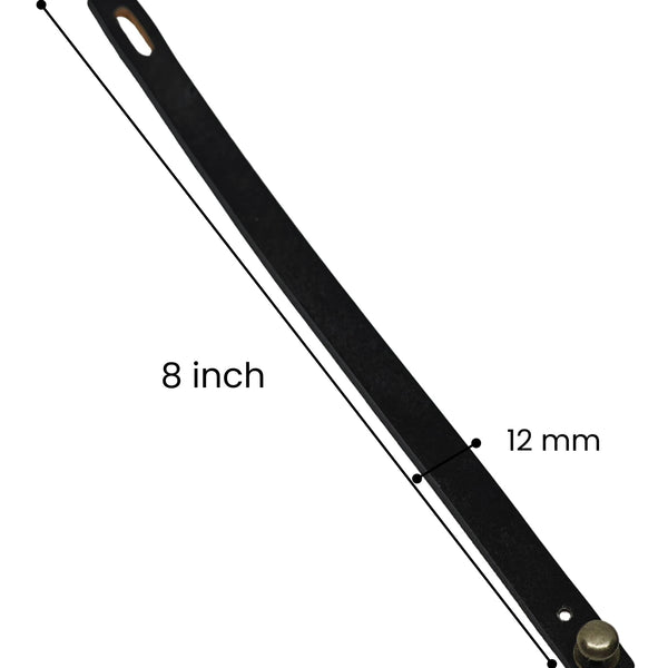 SILENT ROGUE STRAP - 12mm Genuine Leather Bracelet with Stainless Steel  Stud button Closure for Men & Boys (8 inch)