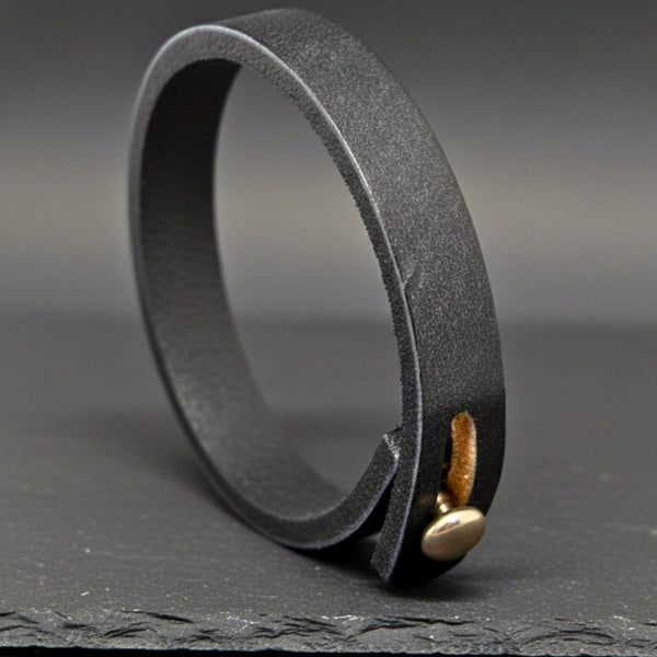 SILENT ROGUE STRAP - 12mm Genuine Leather Bracelet with Stainless Steel  Stud button Closure for Men & Boys (8 inch)