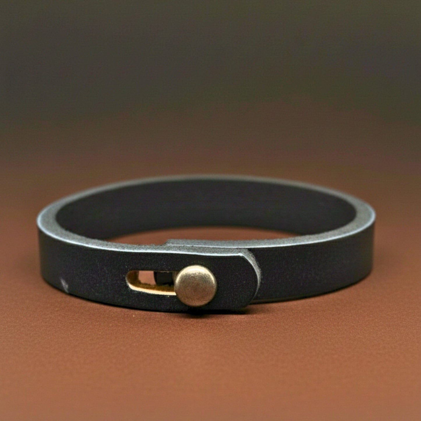 THE MEN THING Leather Bracelet SILENT ROGUE STRAP - 12mm Genuine Leather Bracelet with Stainless Steel  Stud button Closure for Men & Boys (8 inch)