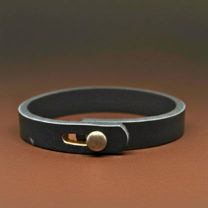 THE MEN THING Leather Bracelet SILENT ROGUE STRAP - 12mm Genuine Leather Bracelet with Stainless Steel  Stud button Closure for Men & Boys (8 inch)