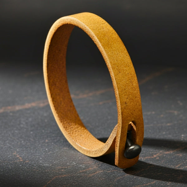 SILENT ROGUE STRAP - Camel Brown 12mm Genuine Leather Bracelet with Stainless Steel  Stud button Closure for Men & Boys (8 inch)