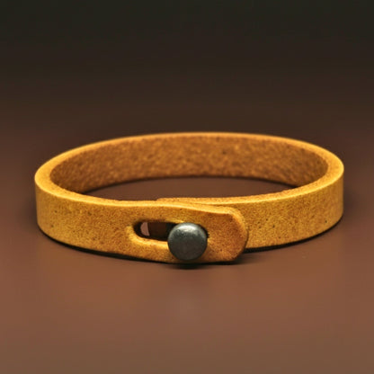 THE MEN THING Leather Bracelet SILENT ROGUE STRAP - Camel Brown 12mm Genuine Leather Bracelet with Stainless Steel  Stud button Closure for Men & Boys (8 inch)