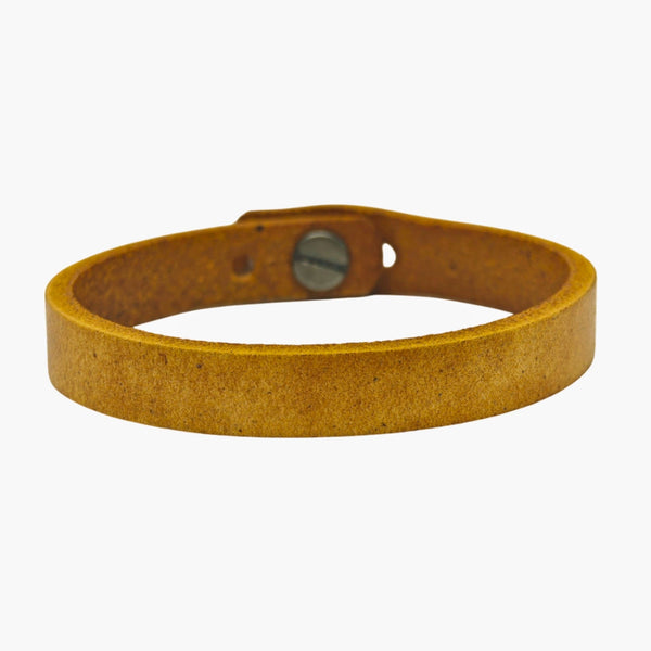 SILENT ROGUE STRAP - Camel Brown 12mm Genuine Leather Bracelet with Stainless Steel  Stud button Closure for Men & Boys (8 inch)