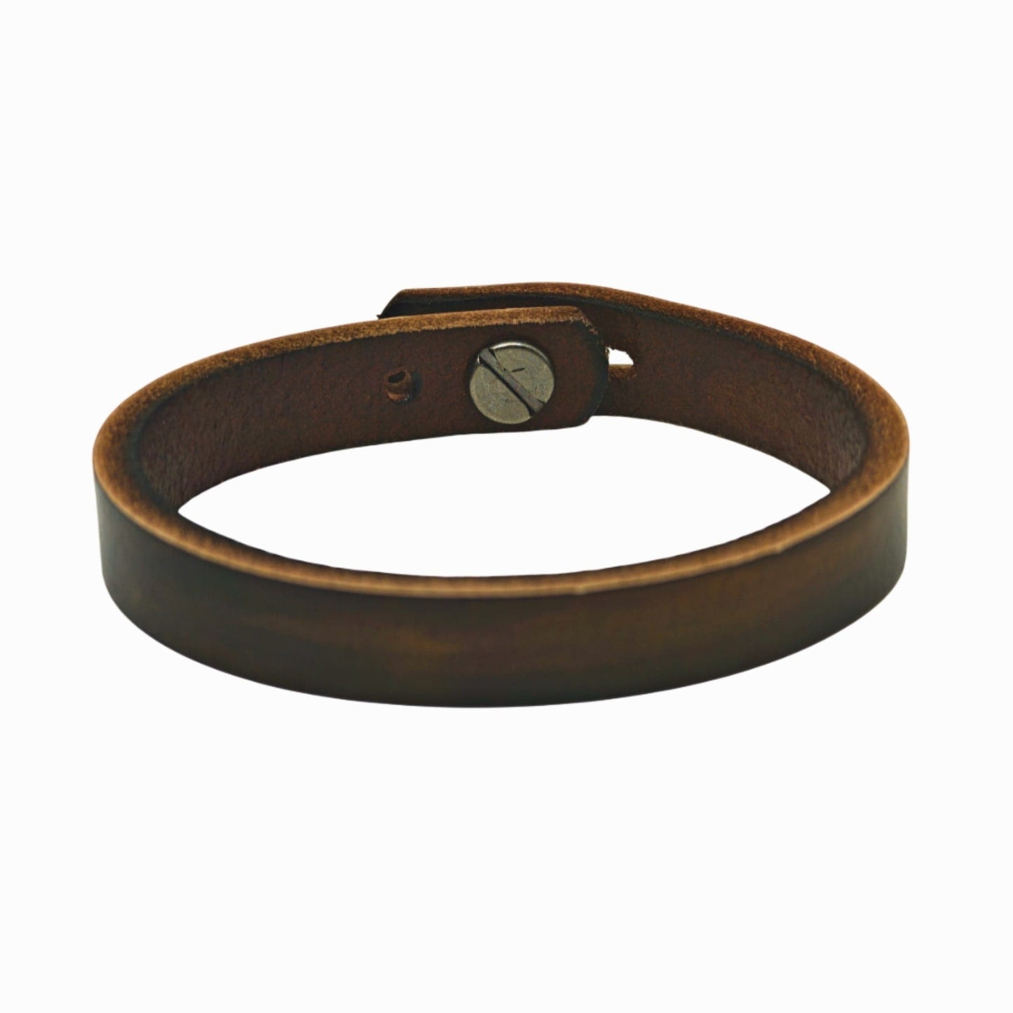 THE MEN THING Leather Bracelet SILENT ROGUE STRAP - Dark Brown 12mm Genuine Leather Bracelet with Stainless Steel  Stud button Closure for Men & Boys (8 inch)