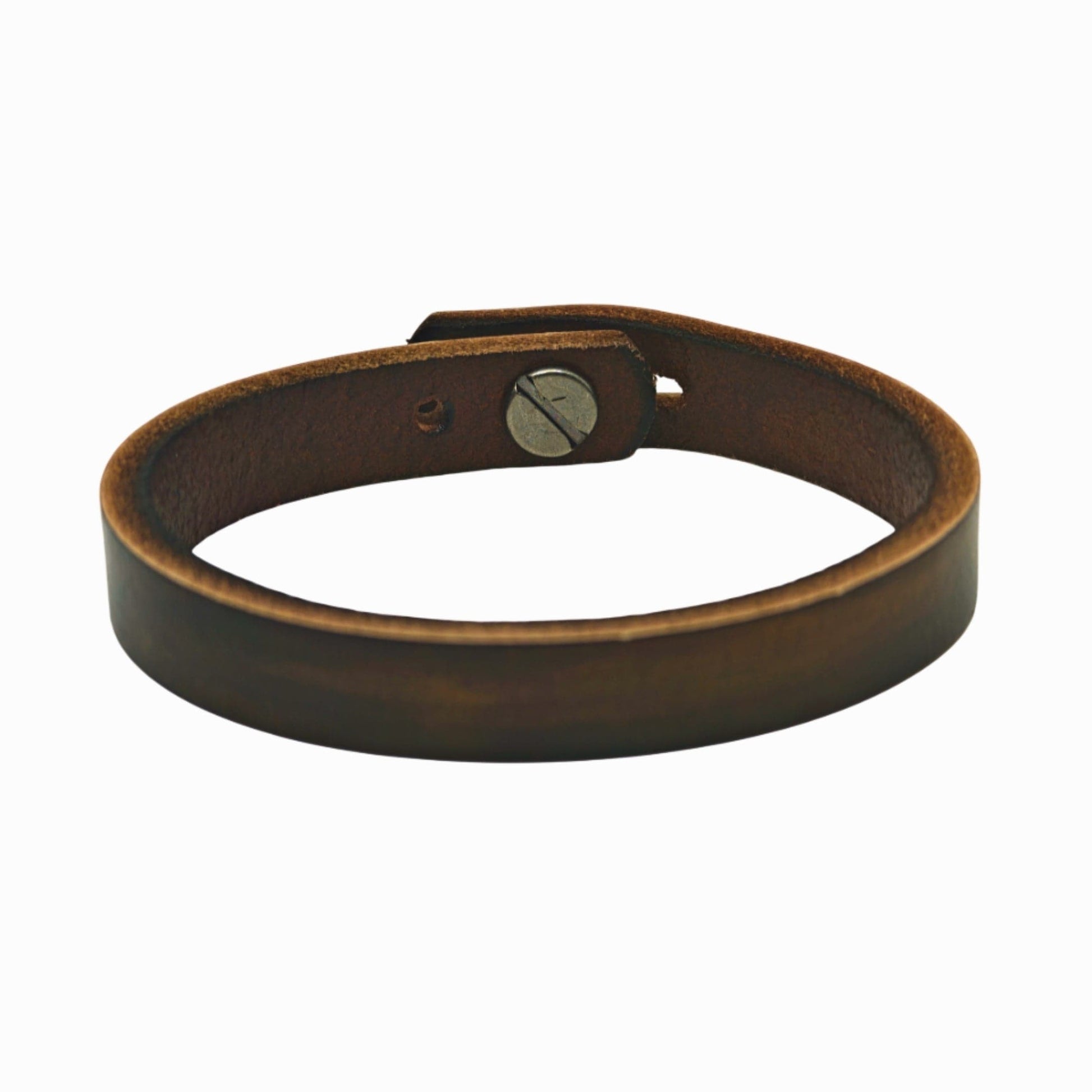 THE MEN THING Leather Bracelet SILENT ROGUE STRAP - Dark Brown 12mm Genuine Leather Bracelet with Stainless Steel  Stud button Closure for Men & Boys (8 inch)