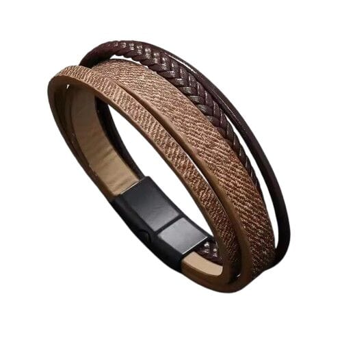 SOLSTICE BAND - Brown Genuine Braided Leather Bracelet Set for Men & Boys (8 inch)