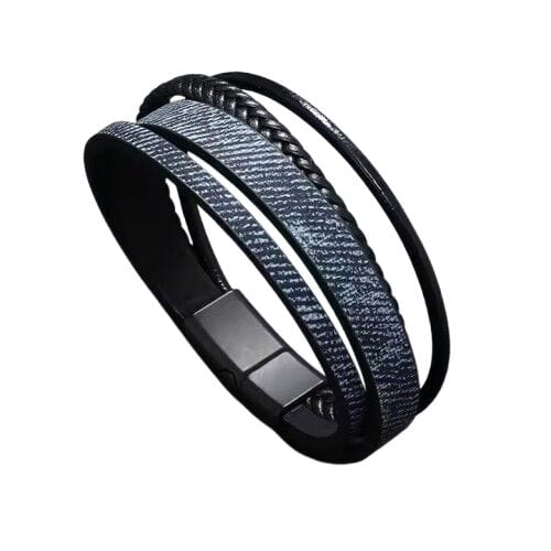 SOLSTICE BAND - Navy Genuine Braided Leather Bracelet Set for Men & Boys (8 inch)