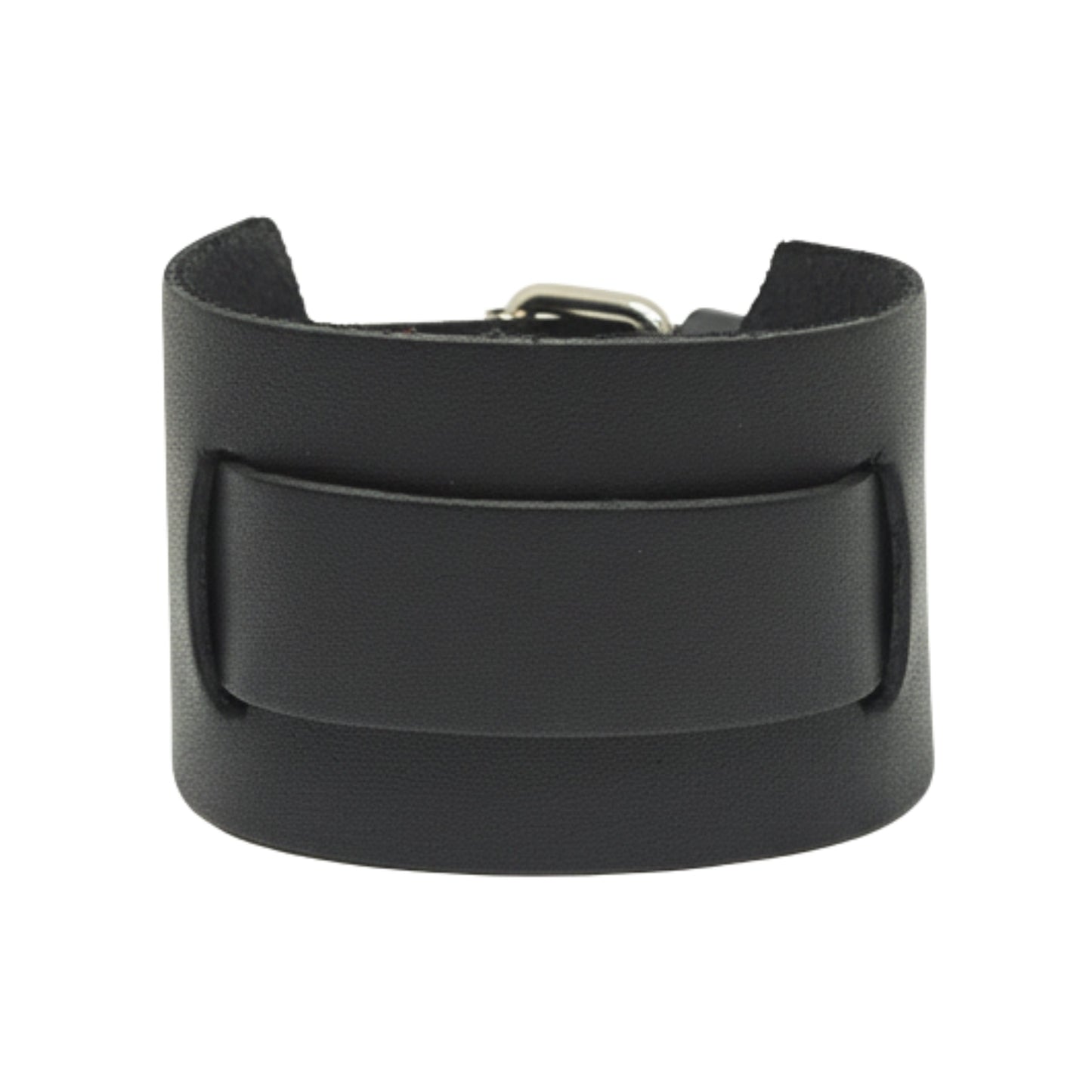 THE MEN THING Leather Bracelet STEALTH EDGE - 50mm Black Genuine Leather Adjustable Bracelet for Men & Boys (10.5 inch)