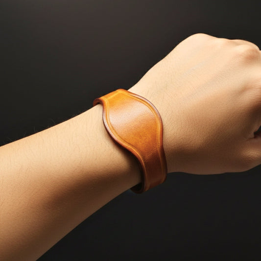 THE MEN THING Leather Bracelet TAVERNIX CUFF - 20mm Brown Genuine Leather Adjustable Bracelet for Men & Boys (9.5 inch)