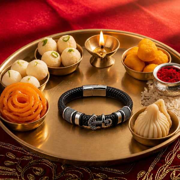 The Perfect Rakhi Gift For Every Brother – ANCHOR KRAKEN BLACK Premium Leather Bracelets With Timeless Style (8 Inch)