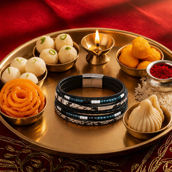 The Perfect Rakhi Gift For Every Brother – Bohemian Bliss Premium Leather Bracelets With Timeless Style (8 Inch)