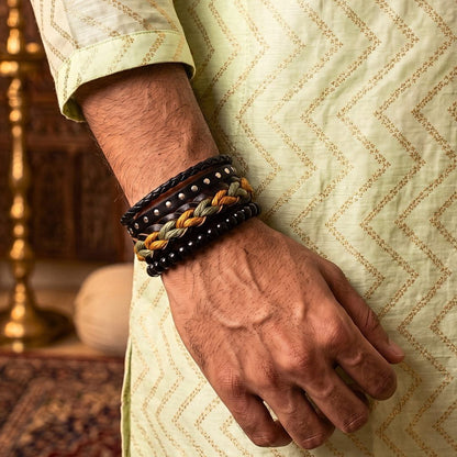 THE MEN THING Leather Bracelet The Perfect Rakhi Gift For Every Brother – CAMO RIDGE - Genuine Leather Bracelets With Timeless Style (Adjustable)