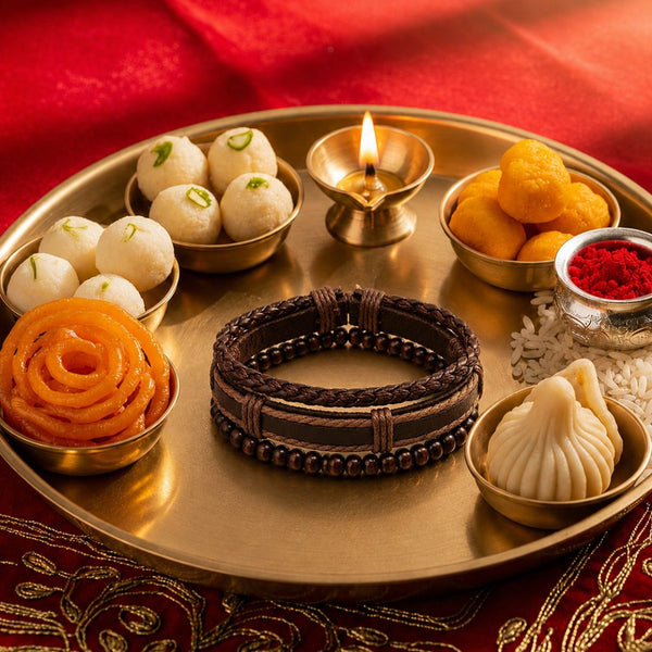The Perfect Rakhi Gift For Every Brother – DARK OAK - Genuine Leather Bracelets With Timeless Style (Adjustable)