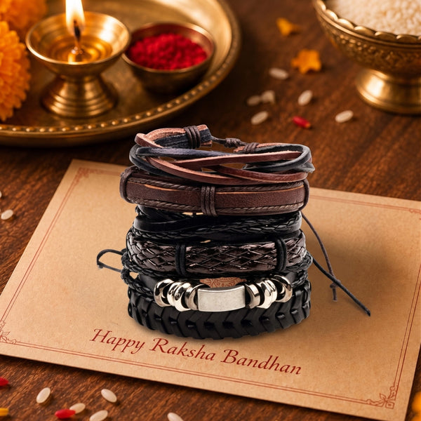 The Perfect Rakhi Gift For Every Brother – Driftwood Wrap Premium Leather Bracelets With Timeless Style (8 Inch)