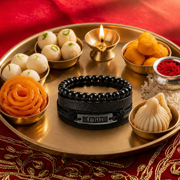 The Perfect Rakhi Gift For Every Brother – FAITHAURA - Premium 4 Pcs Leather Bracelets With Timeless Style (8inch)