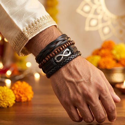 THE MEN THING Leather Bracelet The Perfect Rakhi Gift For Every Brother – Forever Bound Premium Leather Bracelets With Timeless Style (8 Inch)