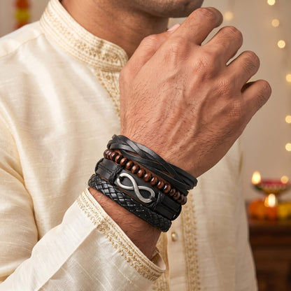 THE MEN THING Leather Bracelet The Perfect Rakhi Gift For Every Brother – Forever Bound Premium Leather Bracelets With Timeless Style (8 Inch)
