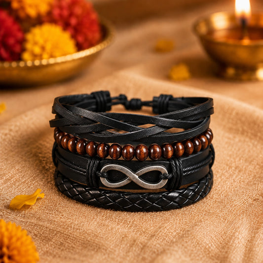 THE MEN THING Leather Bracelet The Perfect Rakhi Gift For Every Brother – Forever Bound Premium Leather Bracelets With Timeless Style (8 Inch)