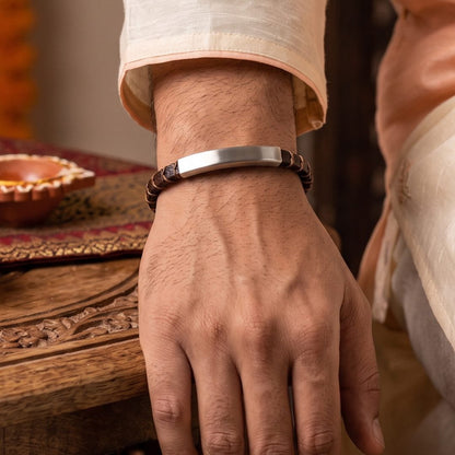 THE MEN THING Leather Bracelet The Perfect Rakhi Gift For Every Brother – FORGE WRAP BROWN - Premium Genuine Leather Bracelet With Timeless Style (8 Inch)