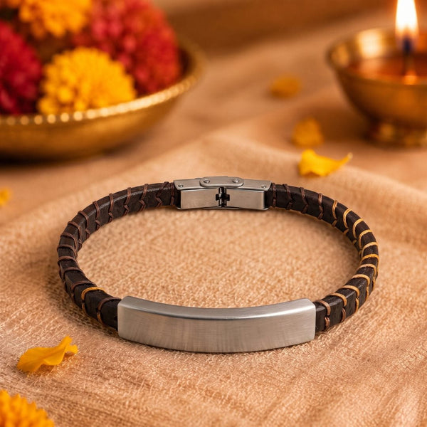 The Perfect Rakhi Gift For Every Brother – FORGE WRAP BROWN - Premium Genuine Leather Bracelet With Timeless Style (8 Inch)