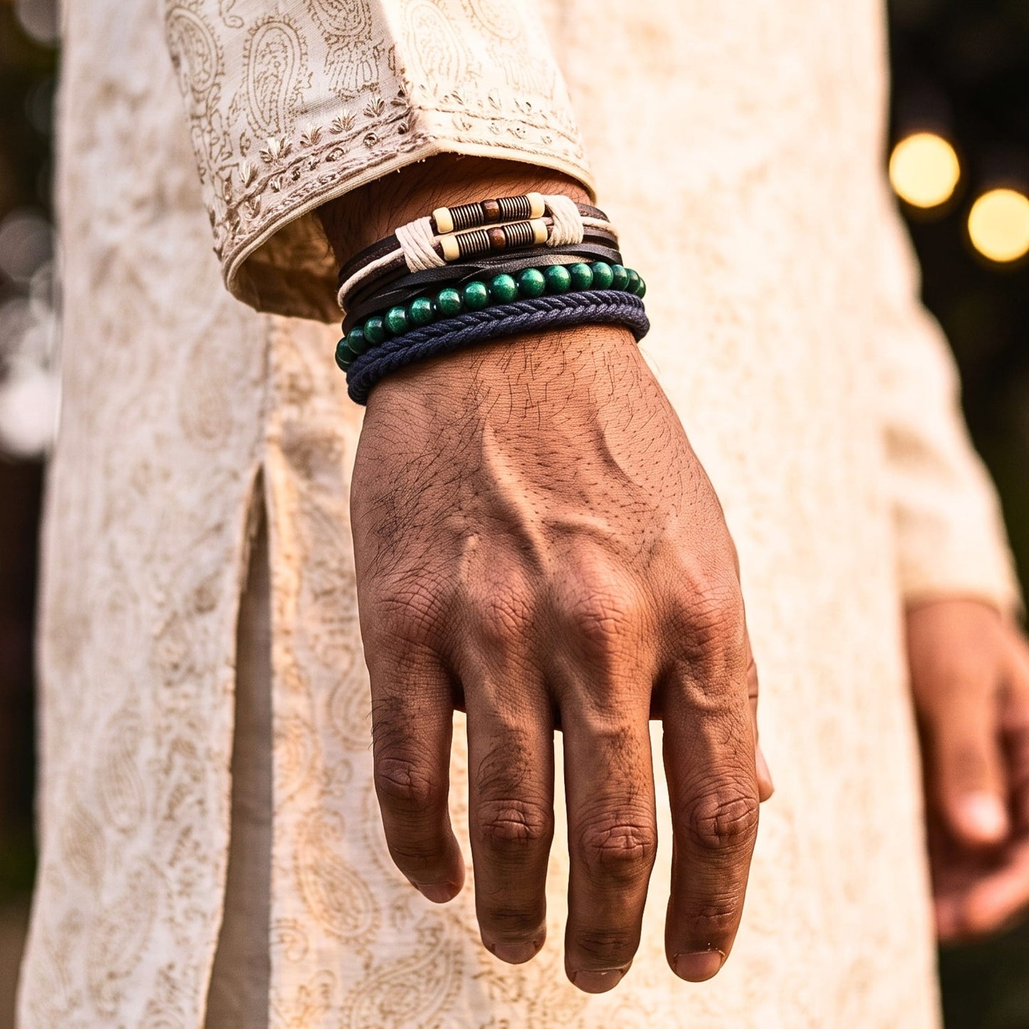 THE MEN THING Leather Bracelet The Perfect Rakhi Gift For Every Brother – FROSTBORN CUFF - Premium 3 Pcs Leather Bracelets With Timeless Style (8inch)