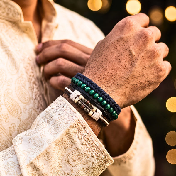 The Perfect Rakhi Gift For Every Brother – FROSTBORN CUFF - Premium 3 Pcs Leather Bracelets With Timeless Style (8inch)