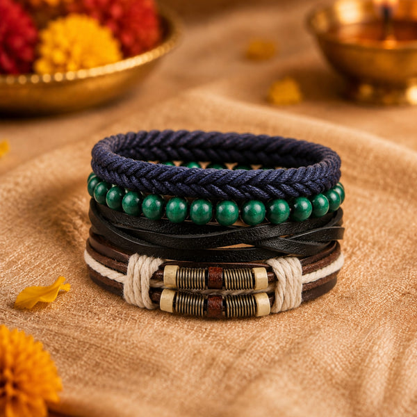 The Perfect Rakhi Gift For Every Brother – FROSTBORN CUFF - Premium 3 Pcs Leather Bracelets With Timeless Style (8inch)