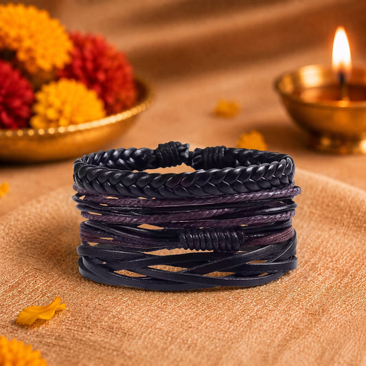 THE MEN THING Leather Bracelet The Perfect Rakhi Gift For Every Brother – Gladiator Band Premium Leather Bracelets With Timeless Style (8 Inch)