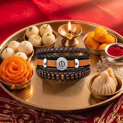 THE MEN THING Leather Bracelet The Perfect Rakhi Gift For Every Brother – HEX BOLT BROWN - Leather Adjustable Bracelets With Timeless Style