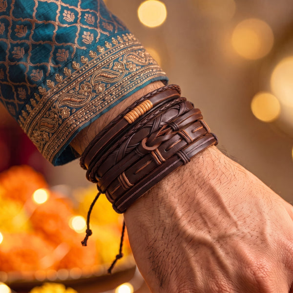 The Perfect Rakhi Gift For Every Brother – Historic Weave Premium Leather Bracelets With Timeless Style (8 Inch)