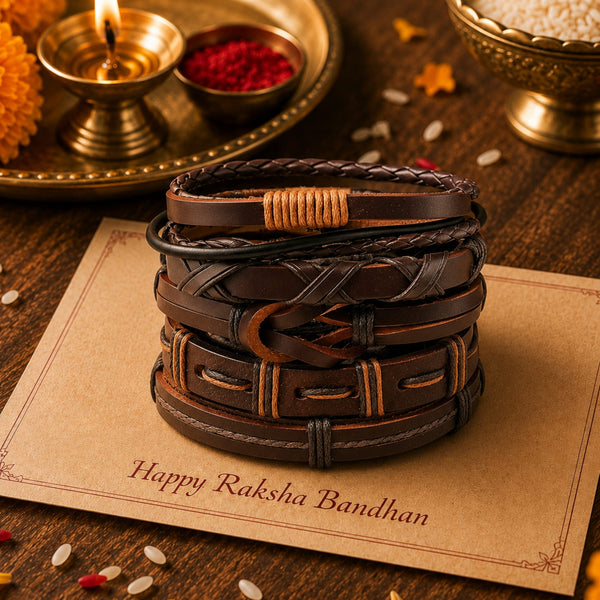 The Perfect Rakhi Gift For Every Brother – Historic Weave Premium Leather Bracelets With Timeless Style (8 Inch)