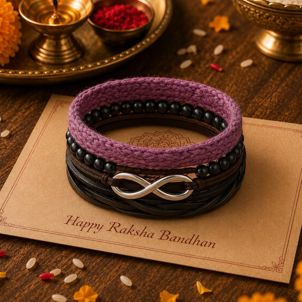 The Perfect Rakhi Gift For Every Brother – INFINITE LEGACY - Premium 4 Pcs Leather Bracelets With Timeless Style (8inch)