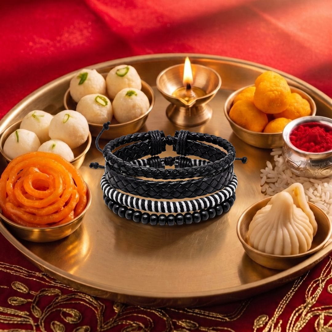 THE MEN THING Leather Bracelet The Perfect Rakhi Gift For Every Brother – MONO WEAVE - Leather Adjustable Bracelets With Timeless Style