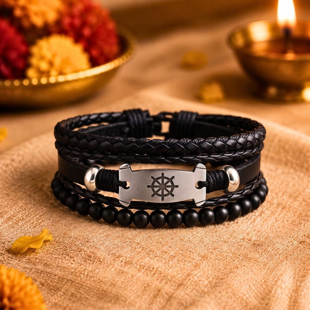 THE MEN THING Leather Bracelet The Perfect Rakhi Gift For Every Brother – OCEAN COMMAND - Genuine Leather Bracelets With Timeless Style (Adjustable)