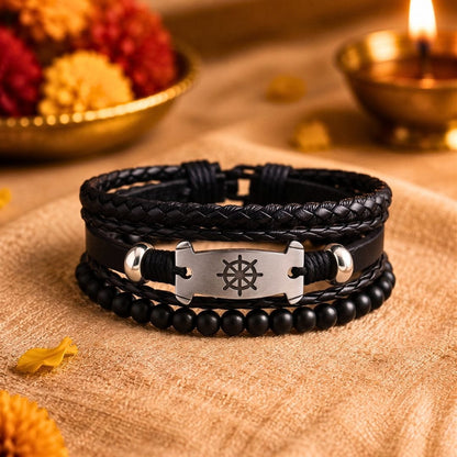 THE MEN THING Leather Bracelet The Perfect Rakhi Gift For Every Brother – OCEAN COMMAND - Genuine Leather Bracelets With Timeless Style (Adjustable)