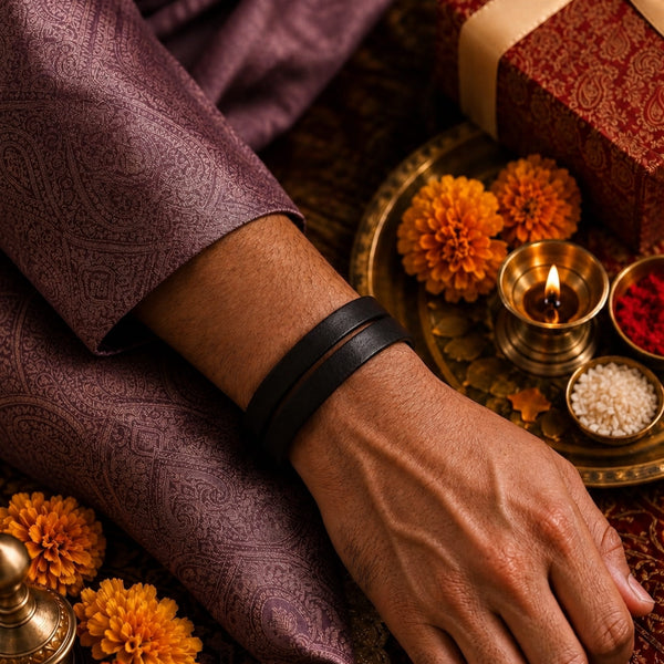 The Perfect Rakhi Gift For Every Brother – Outback Black Premium Leather Bracelets With Timeless Style (Adjustable)