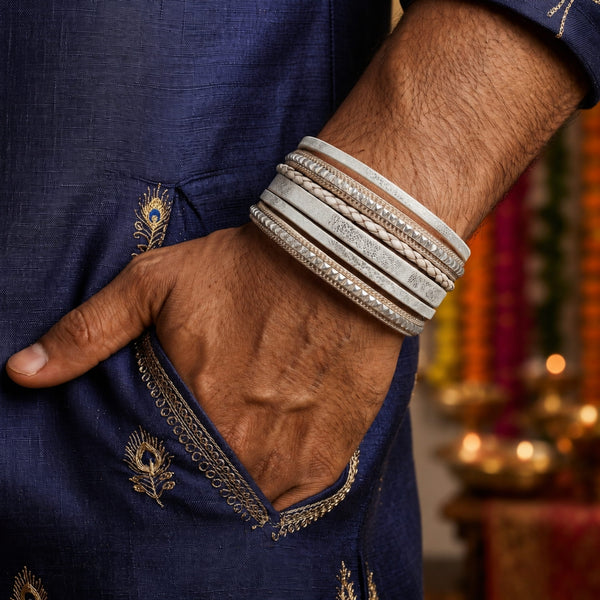 The Perfect Rakhi Gift For Every Brother – Regalia - Off White Premium Leather Bracelets With Timeless Style (8 Inch)