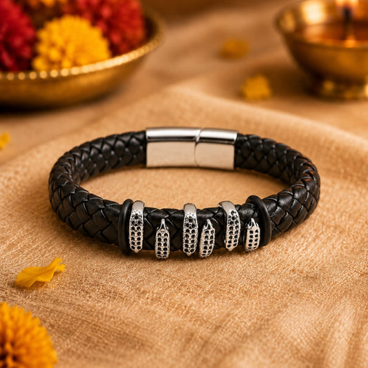 THE MEN THING Leather Bracelet The Perfect Rakhi Gift For Every Brother – SERPENT CLAW BLACK - Premium Leather Bracelet With Timeless Style (8inch)