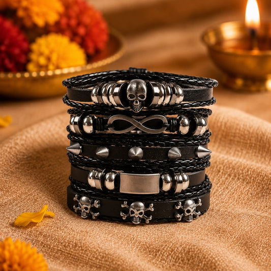 THE MEN THING Leather Bracelet The Perfect Rakhi Gift For Every Brother – Shadowfang Premium Leather Bracelets With Timeless Style (8 Inch)