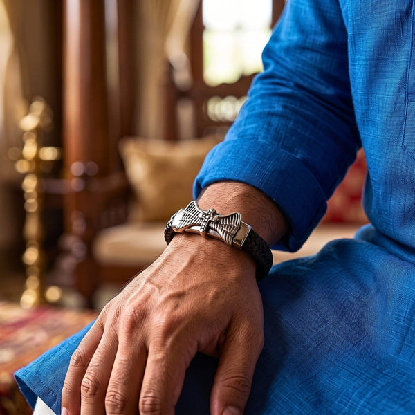 The Perfect Rakhi Gift For Every Brother – SKYWARD GRACE BLACK - Premium Leather Bracelets With Timeless Style (8inch)
