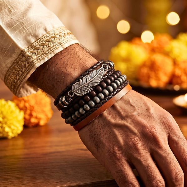 The Perfect Rakhi Gift For Every Brother – STARDUST CUFF - Premium Leather Bracelets With Timeless Style (8inch)