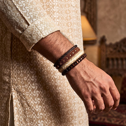 THE MEN THING Leather Bracelet The Perfect Rakhi Gift For Every Brother – TACTICAL GROVE - Genuine Leather Bracelets With Timeless Style (Adjustable)