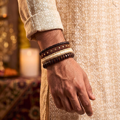 THE MEN THING Leather Bracelet The Perfect Rakhi Gift For Every Brother – TACTICAL GROVE - Genuine Leather Bracelets With Timeless Style (Adjustable)