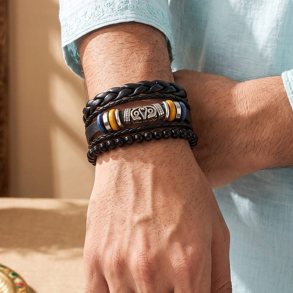 The Perfect Rakhi Gift For Every Brother – TWIN RAM BLACK - Leather Adjustable Bracelets With Timeless Style