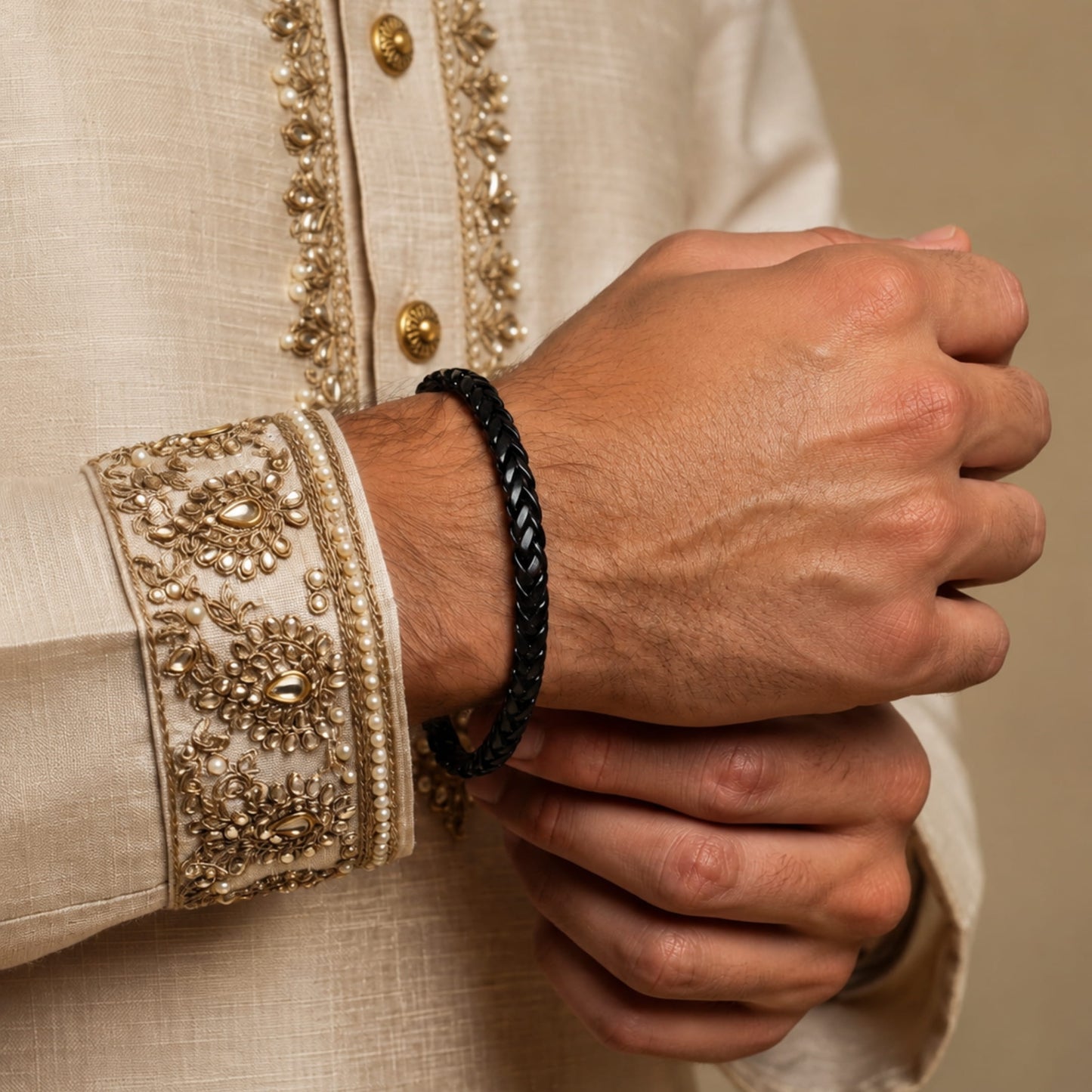 THE MEN THING Leather Bracelet The Perfect Rakhi Gift For Every Brother – TWIN TOUGH Premium Leather Bracelets With Timeless Style (8 Inch)