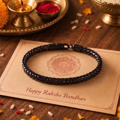 THE MEN THING Leather Bracelet The Perfect Rakhi Gift For Every Brother – TWIN TOUGH Premium Leather Bracelets With Timeless Style (8 Inch)